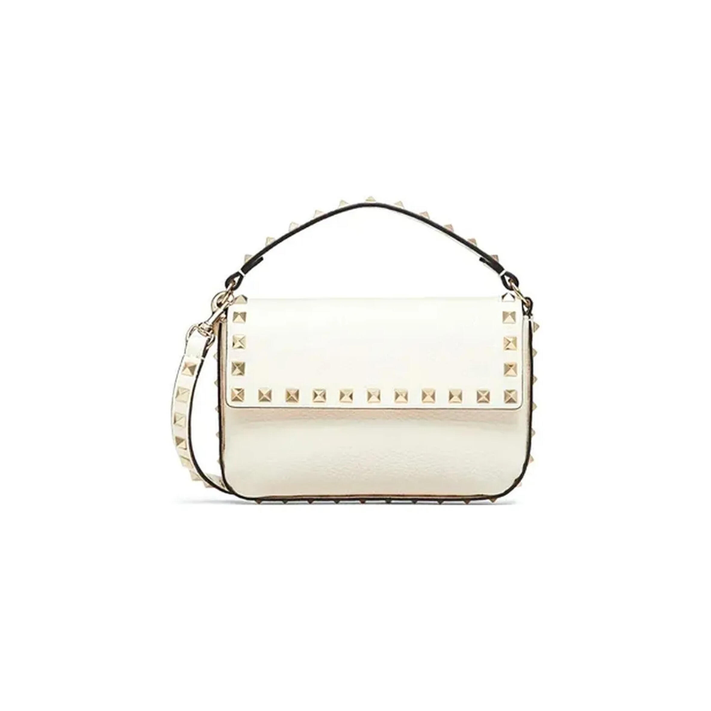 Va1e*ntin0 garavani small rockstud leather top handle bag vw0p0w07vshi16 (19*13.5*3cm)